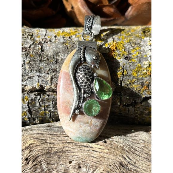Jewelry - 925 silver overlay ocean‎ jasper pendant